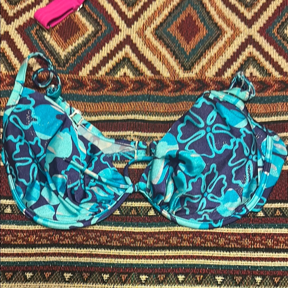 Blue Floral Bikini Top